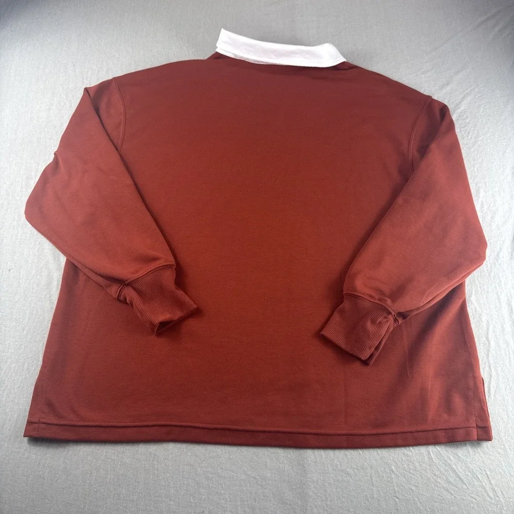 Nike Sportswear Essential Womens M Oversized Long Sleeve Polo Orange FB8720-832